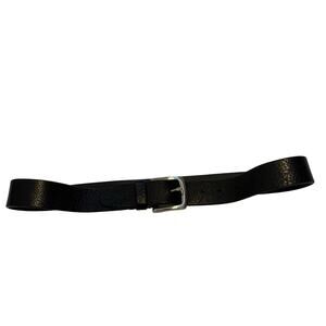 Fossil Leather Belt 34 Genuine Black Pebbled Leather Silver Buckle Classic